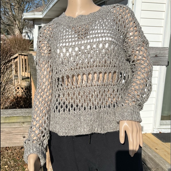 Decree Loose Weave Cropped Taupe Sweater SZ L! NEW! - Picture 2 of 9